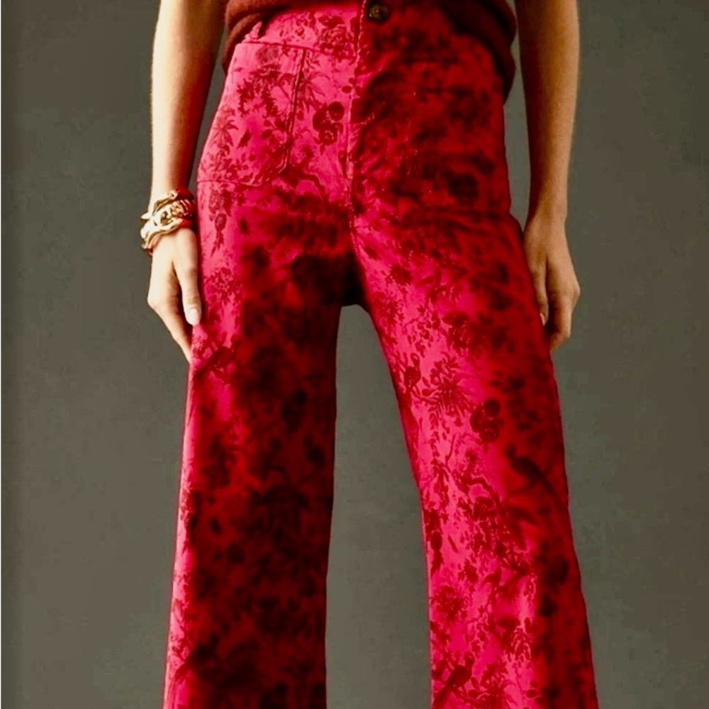 Maeve Crimson Floral Trousers